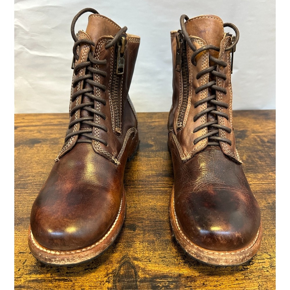 Bed Stu Tactical Boot Women's Size 8 Brown Leather Distressed Lace Up Zipper Lug - Picture 16 of 16